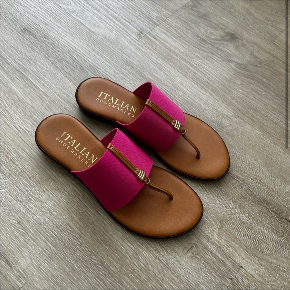Italian Shoemakers Fuchsia and Brown Sandals